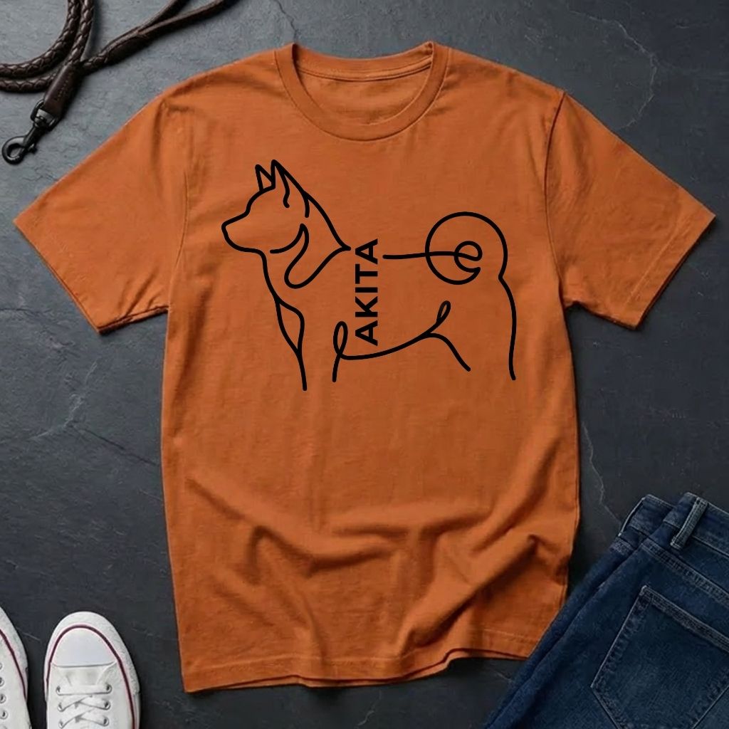 Akita Minimalist Line Art Shirt - Comfort Colors 1717 Dog Breed Tee - Akita Mom Gift