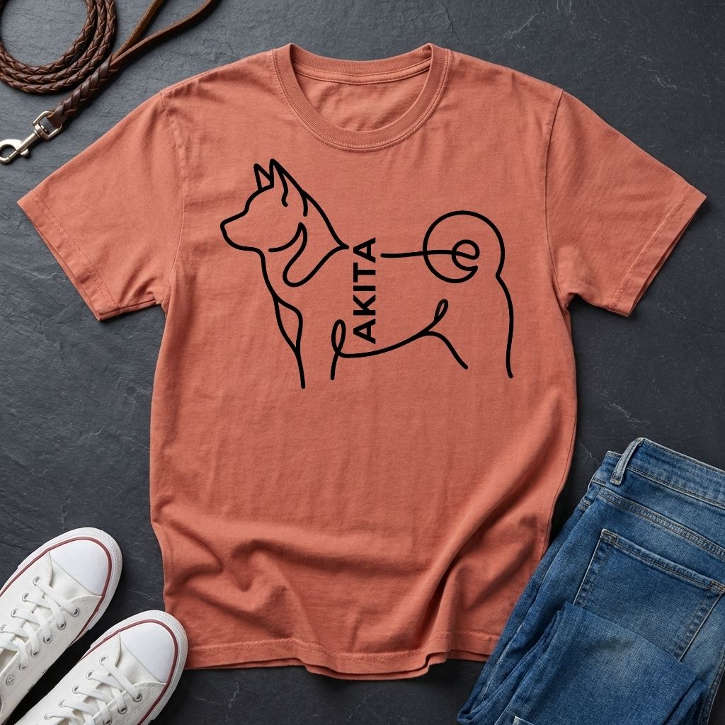 Akita Minimalist Line Art Shirt - Comfort Colors 1717 Dog Breed Tee - Akita Mom Gift