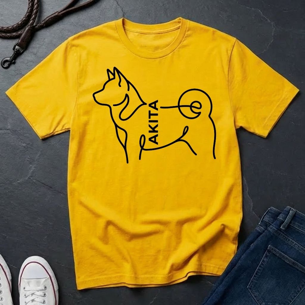 Akita Minimalist Line Art Shirt - Comfort Colors 1717 Dog Breed Tee - Akita Mom Gift