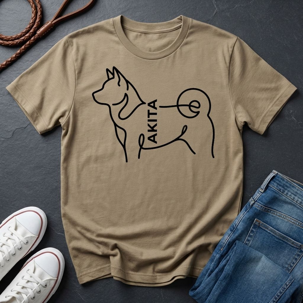 Akita Minimalist Line Art Shirt - Comfort Colors 1717 Dog Breed Tee - Akita Mom Gift