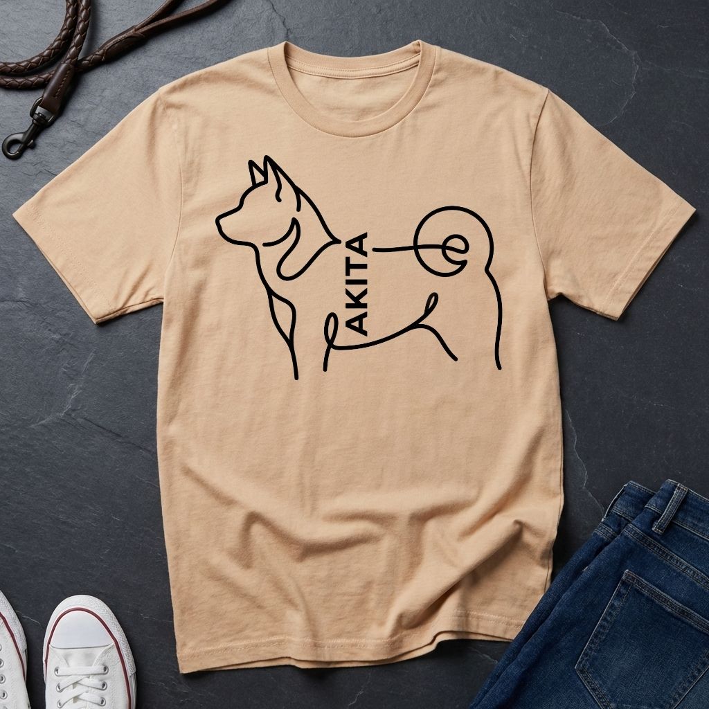 Akita Minimalist Line Art Shirt - Comfort Colors 1717 Dog Breed Tee - Akita Mom Gift