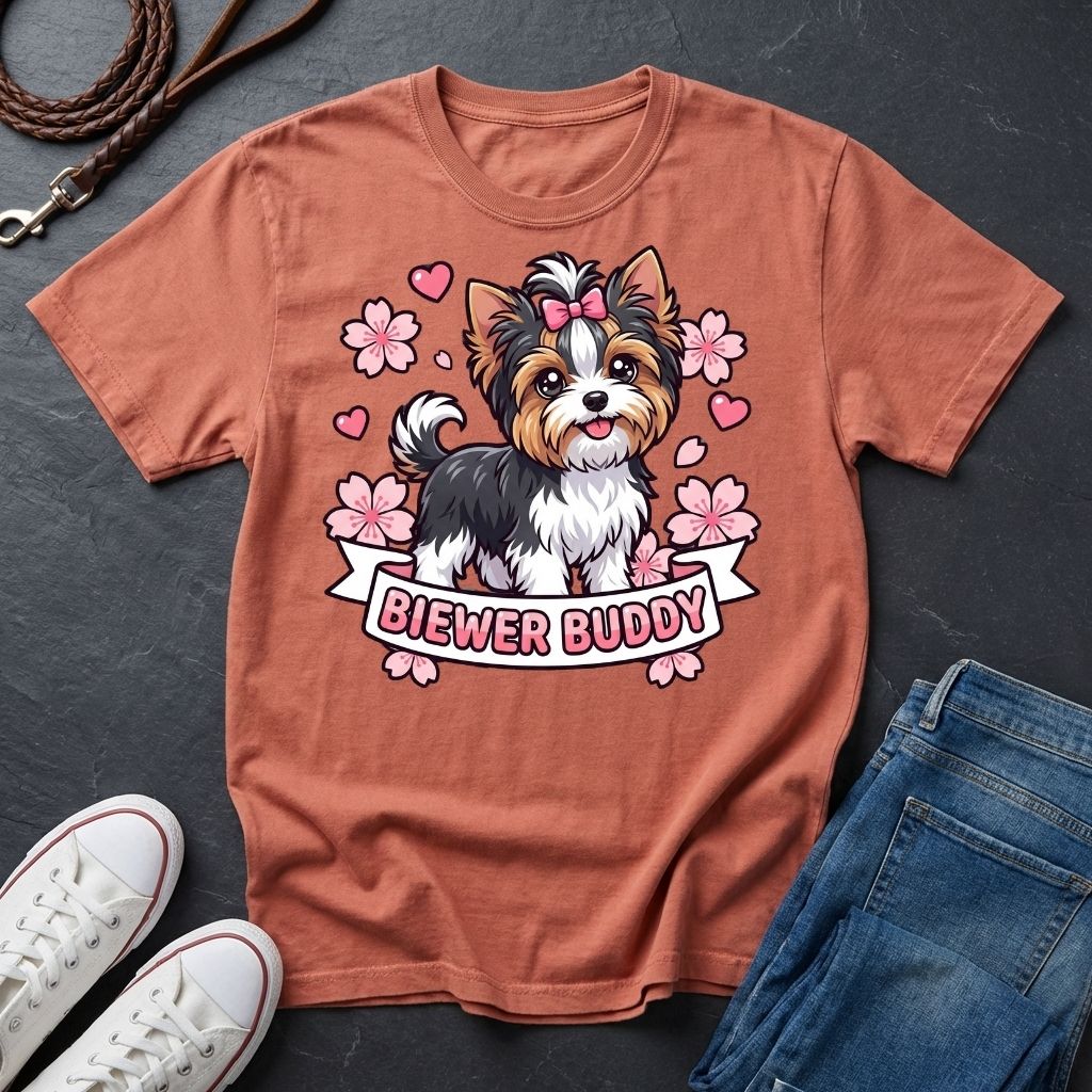 Biewer Terrier Detailed Portrait Shirt - Tri-Color Toy Breed Tee — Comfort Colors 1717