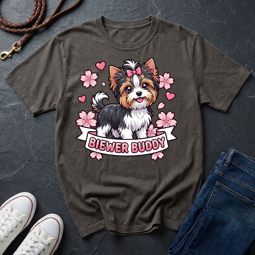 Biewer Terrier Detailed Portrait Shirt - Tri-Color Toy Breed Tee — Comfort Colors 1717