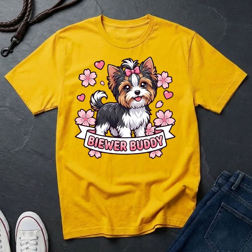 Biewer Terrier Detailed Portrait Shirt - Tri-Color Toy Breed Tee — Comfort Colors 1717