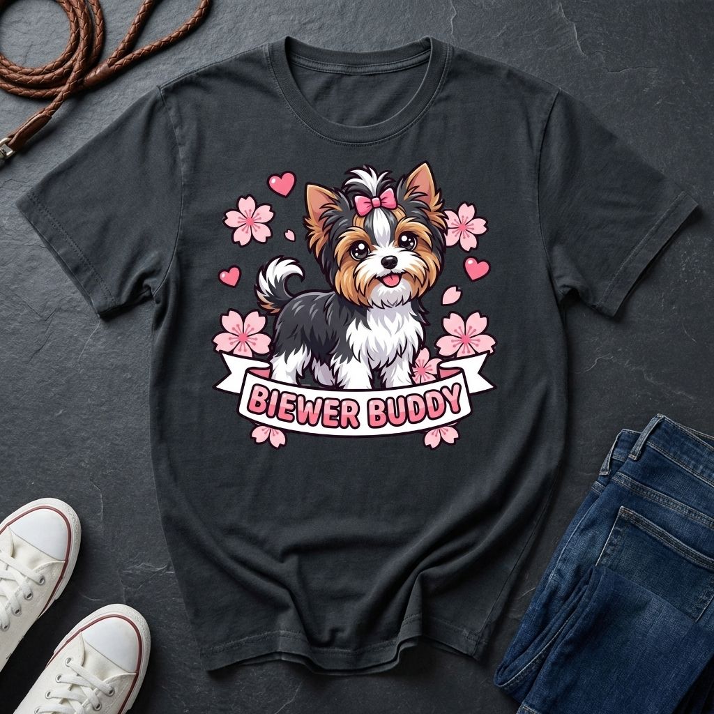 Biewer Terrier Detailed Portrait Shirt - Tri-Color Toy Breed Tee — Comfort Colors 1717