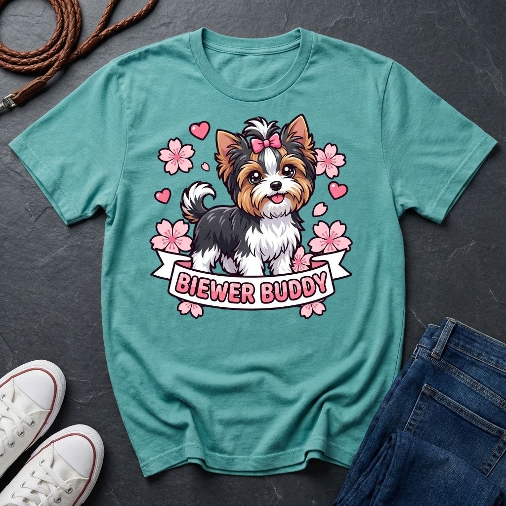 Biewer Terrier Detailed Portrait Shirt - Tri-Color Toy Breed Tee — Comfort Colors 1717