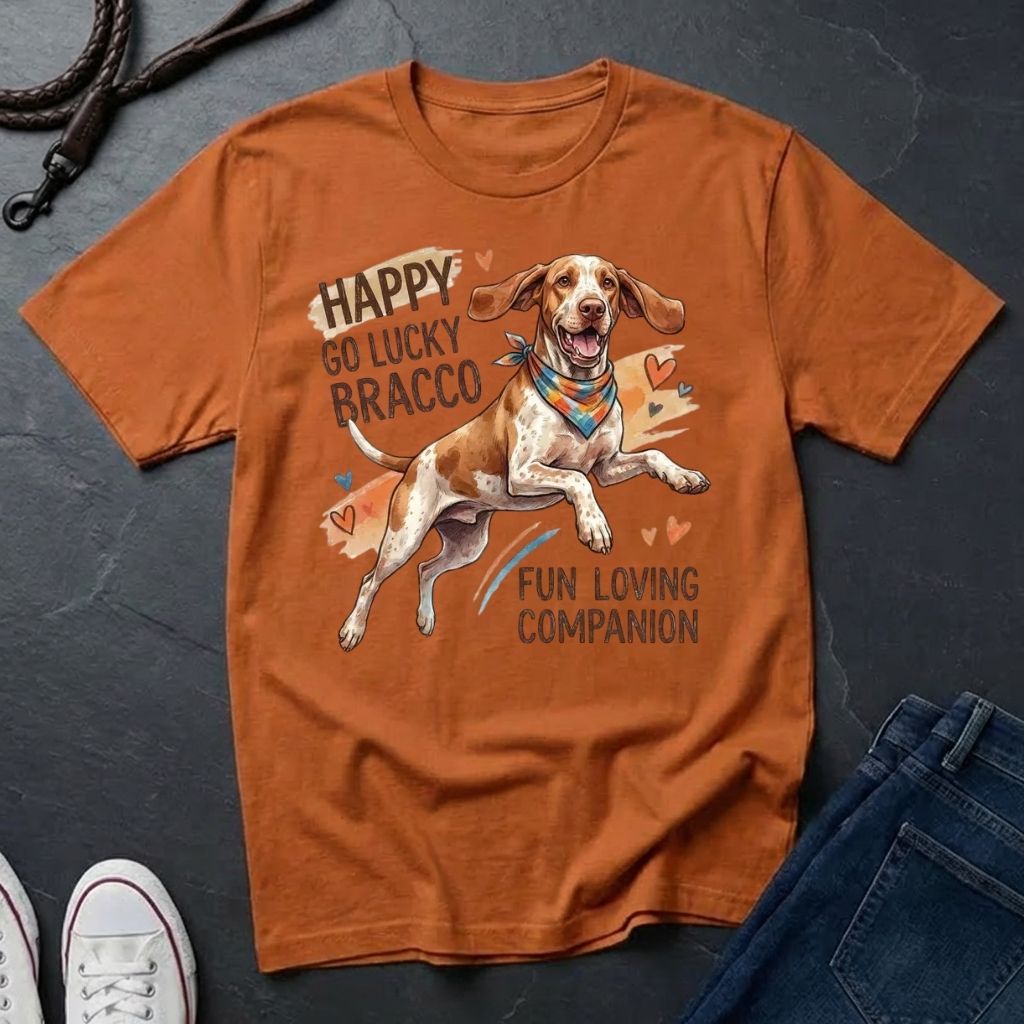 Bracco Italiano Detailed Portrait Shirt - Happy Go Lucky Pointer Tee — Comfort Colors 1717