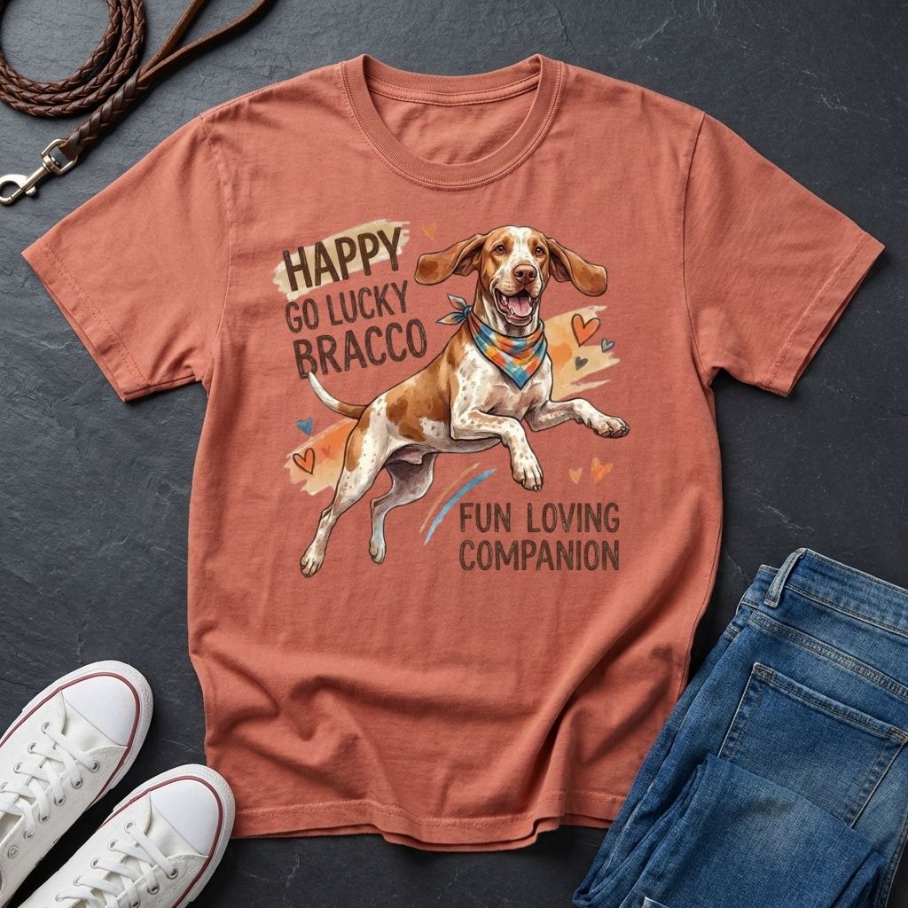 Bracco Italiano Detailed Portrait Shirt - Happy Go Lucky Pointer Tee — Comfort Colors 1717