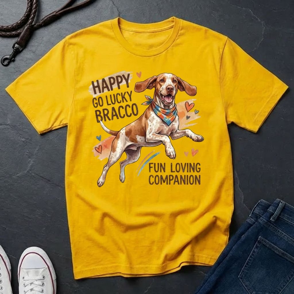 Bracco Italiano Detailed Portrait Shirt - Happy Go Lucky Pointer Tee — Comfort Colors 1717