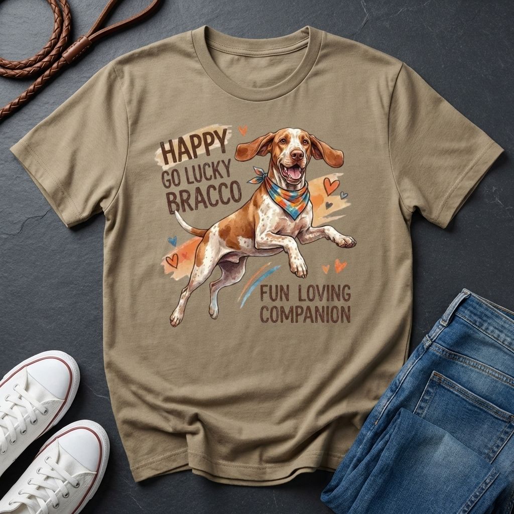 Bracco Italiano Detailed Portrait Shirt - Happy Go Lucky Pointer Tee — Comfort Colors 1717