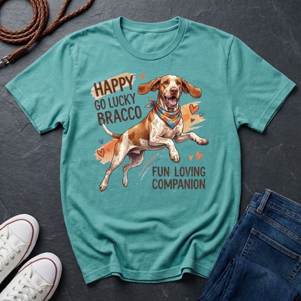 Bracco Italiano Detailed Portrait Shirt - Happy Go Lucky Pointer Tee — Comfort Colors 1717