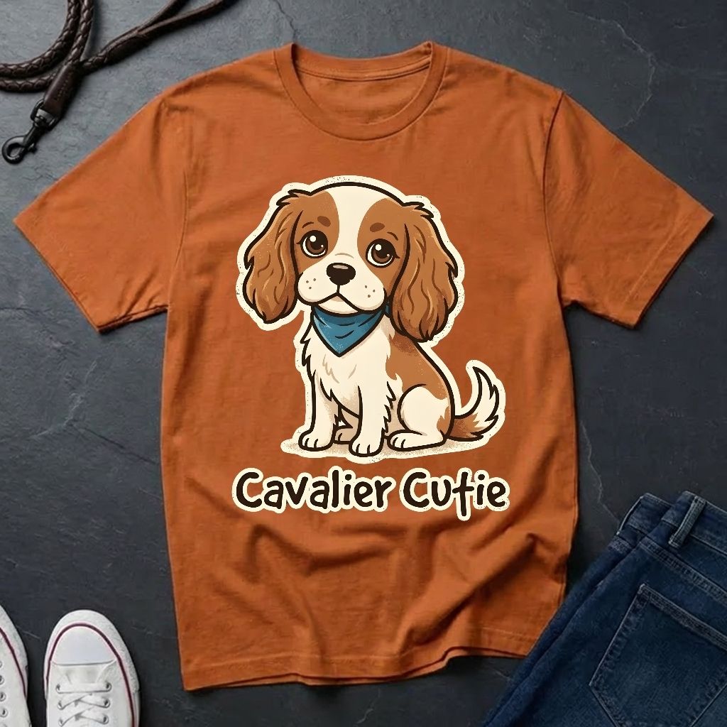 Cavalier King Charles Puppy Graphic Pop Art Shirt — Modern Spaniel Illustration — Comfort Colors 1717
