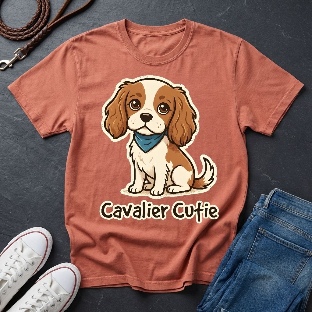 Cavalier King Charles Puppy Graphic Pop Art Shirt — Modern Spaniel Illustration — Comfort Colors 1717