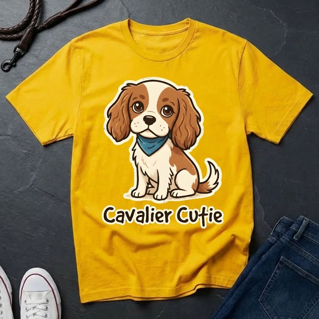 Cavalier King Charles Puppy Graphic Pop Art Shirt — Modern Spaniel Illustration — Comfort Colors 1717
