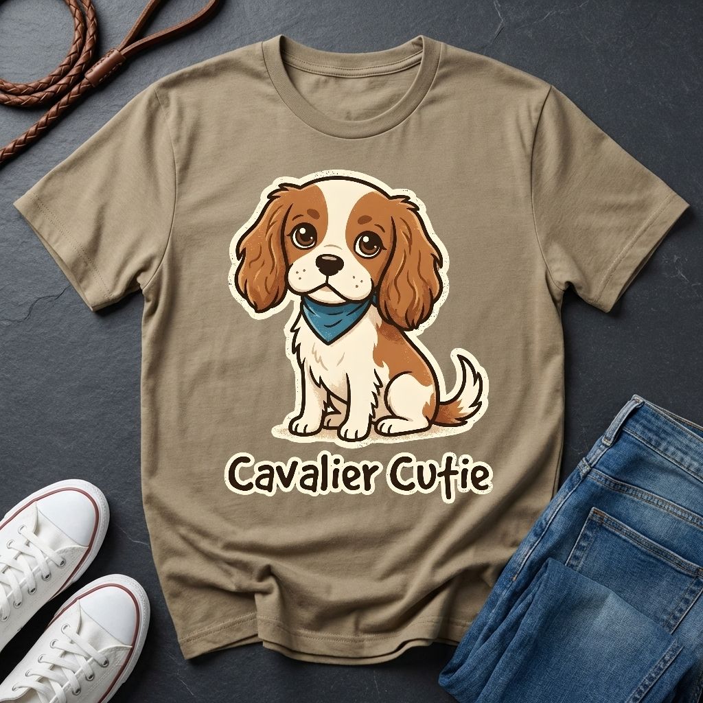 Cavalier King Charles Puppy Graphic Pop Art Shirt — Modern Spaniel Illustration — Comfort Colors 1717
