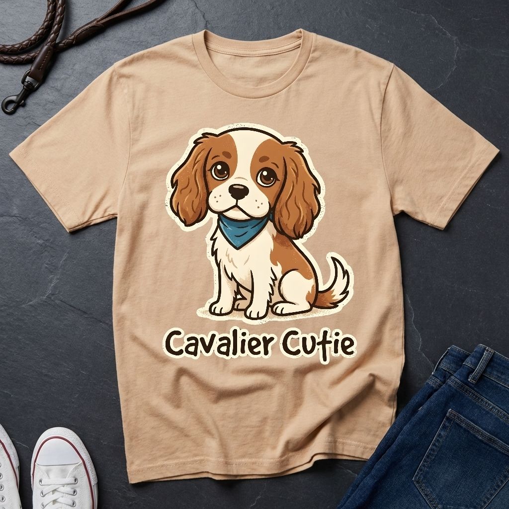 Cavalier King Charles Puppy Graphic Pop Art Shirt — Modern Spaniel Illustration — Comfort Colors 1717