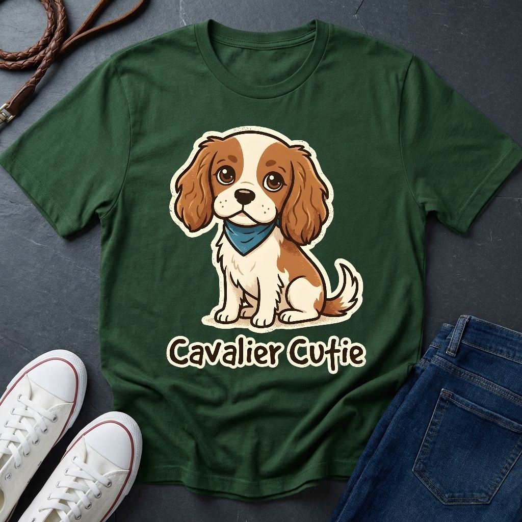 Cavalier King Charles Puppy Graphic Pop Art Shirt — Modern Spaniel Illustration — Comfort Colors 1717