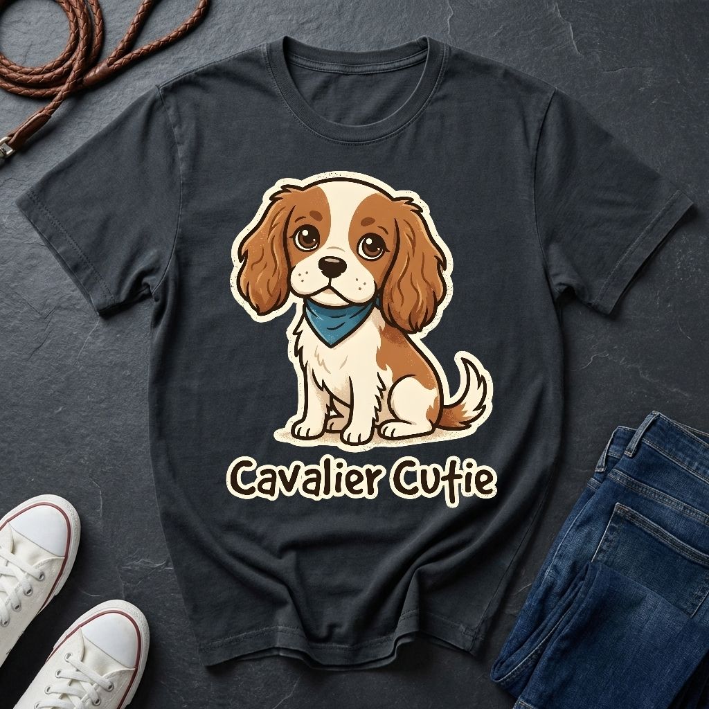 Cavalier King Charles Puppy Graphic Pop Art Shirt — Modern Spaniel Illustration — Comfort Colors 1717