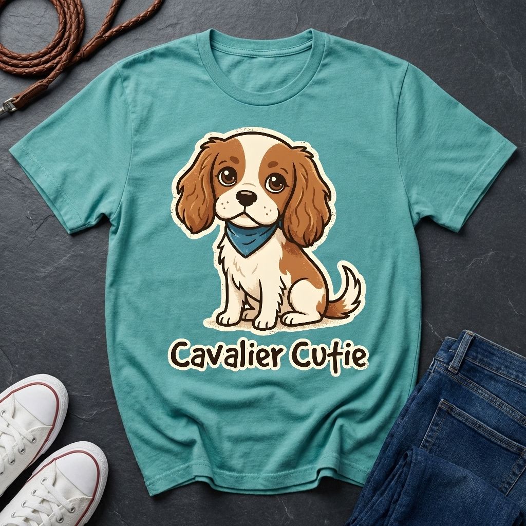 Cavalier King Charles Puppy Graphic Pop Art Shirt — Modern Spaniel Illustration — Comfort Colors 1717