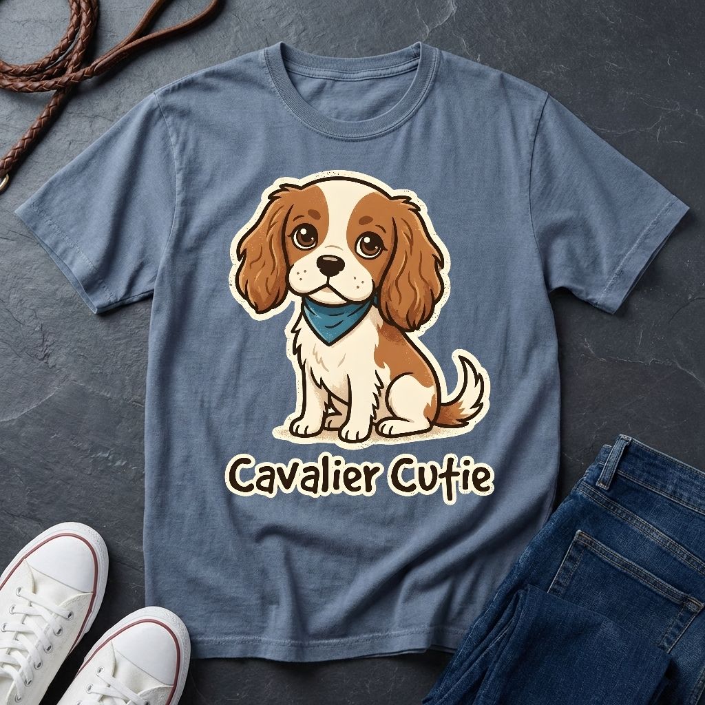 Cavalier King Charles Puppy Graphic Pop Art Shirt — Modern Spaniel Illustration — Comfort Colors 1717