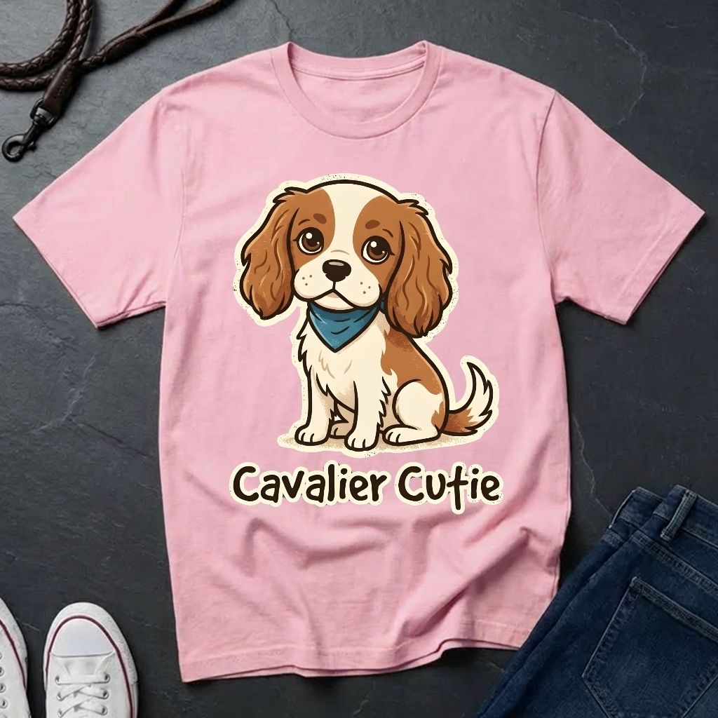 Cavalier King Charles Puppy Graphic Pop Art Shirt — Modern Spaniel Illustration — Comfort Colors 1717