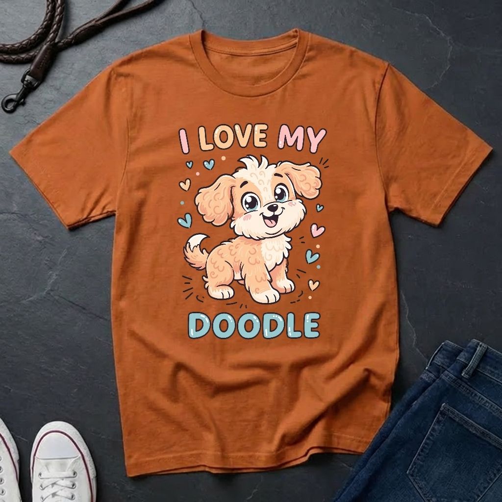 I Love My Doodle Graphic Pop Art Shirt — Modern Doodle Dog Illustration — Comfort Colors 1717