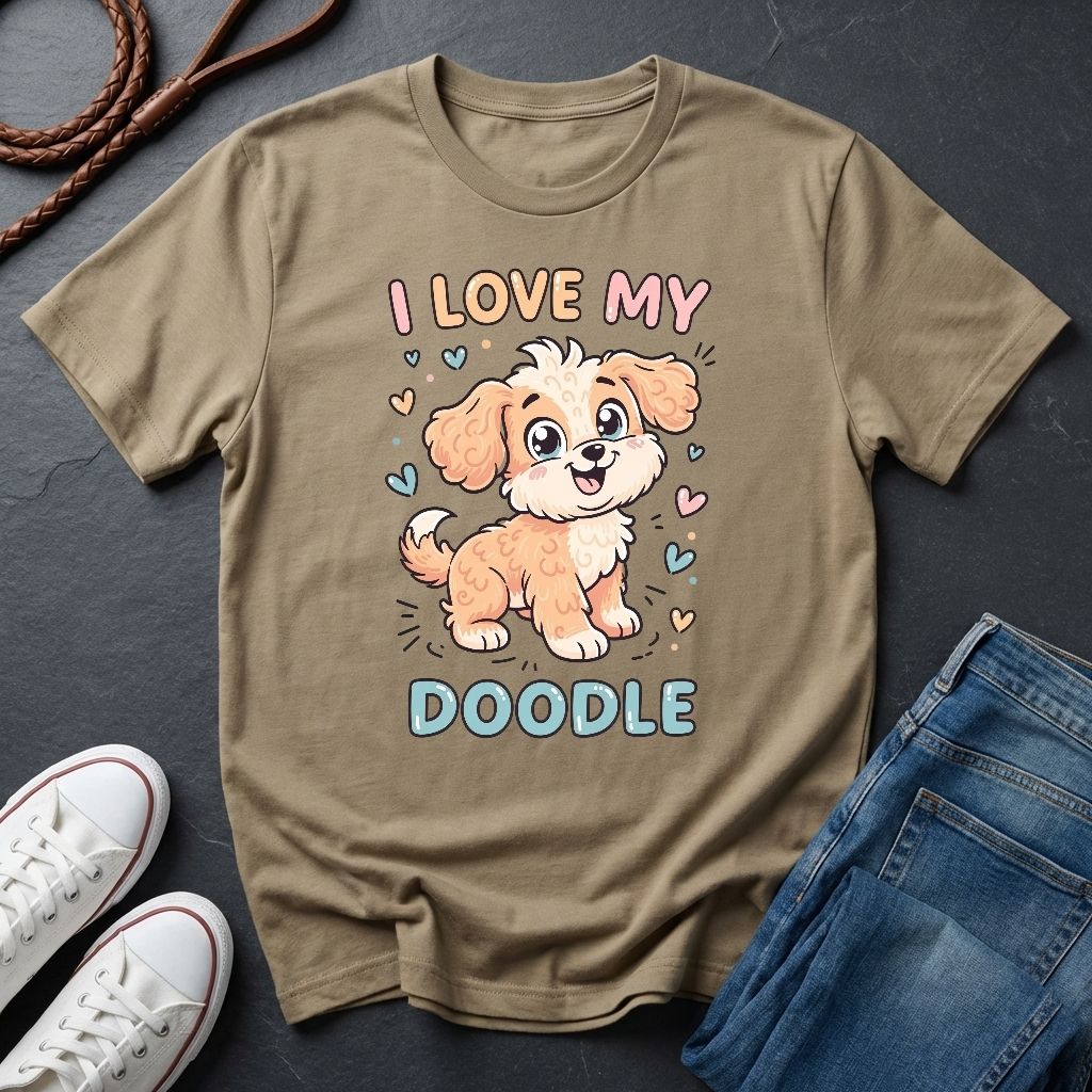 I Love My Doodle Graphic Pop Art Shirt — Modern Doodle Dog Illustration — Comfort Colors 1717