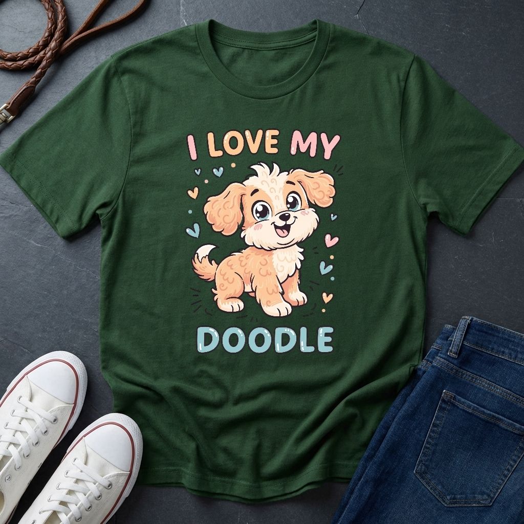 I Love My Doodle Graphic Pop Art Shirt — Modern Doodle Dog Illustration — Comfort Colors 1717
