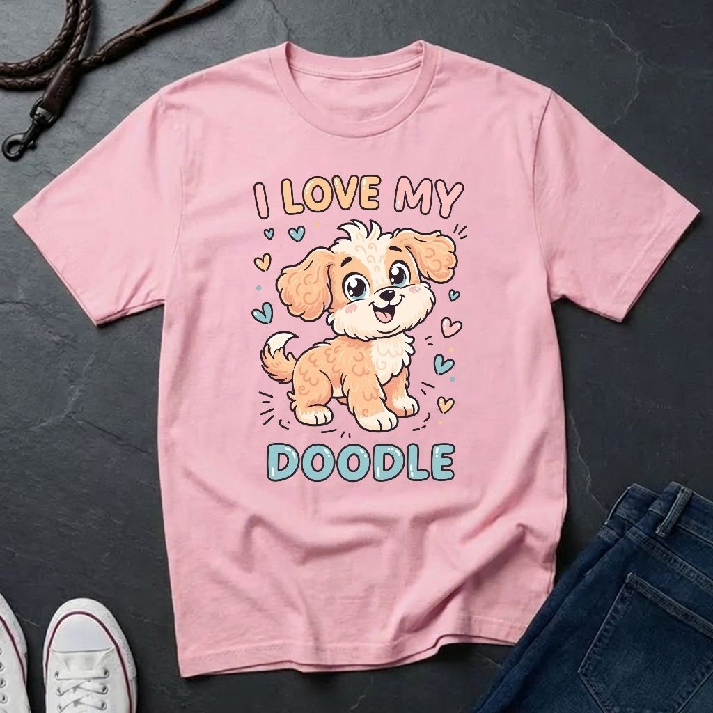 I Love My Doodle Graphic Pop Art Shirt — Modern Doodle Dog Illustration — Comfort Colors 1717
