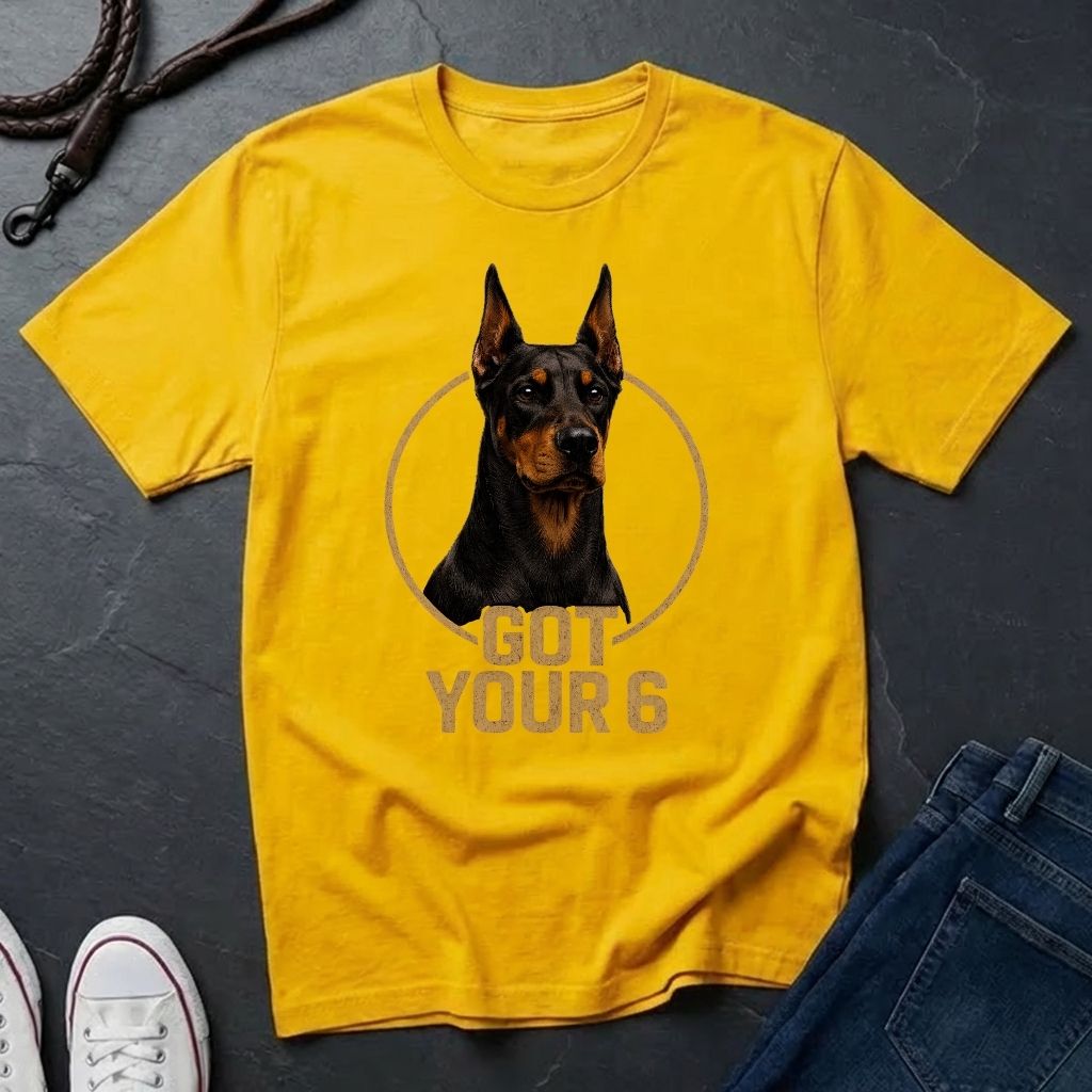 Doberman 'Got Your 6'  — Protective Dog Loyalty Tee - Comfort Colors 1717