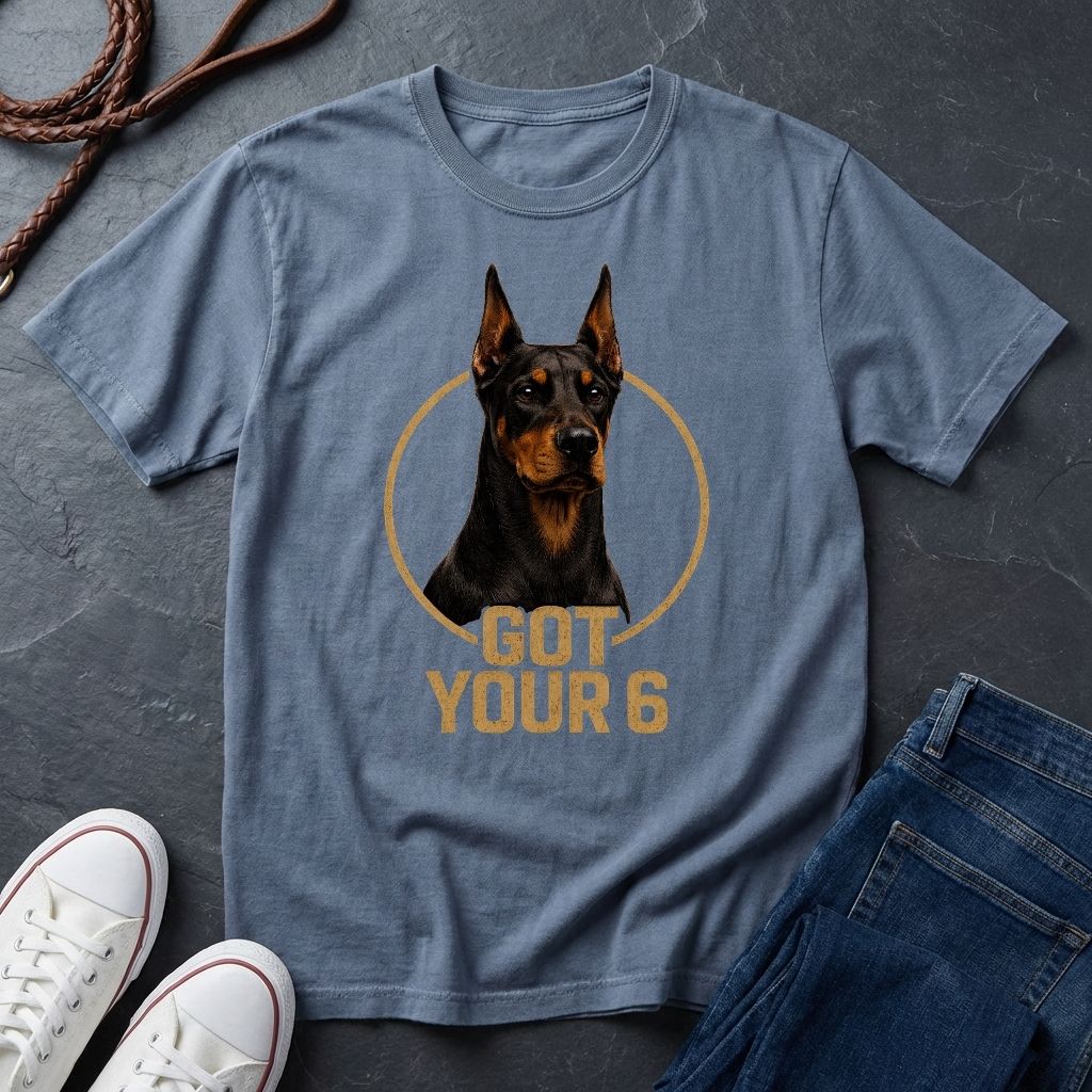 Doberman 'Got Your 6'  — Protective Dog Loyalty Tee - Comfort Colors 1717