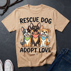 Rescue Dog Adopt Love Graphic Pop Art Shirt — Three Dogs with Bandanas Tee - Comfort Colors 1717