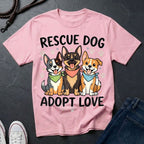 Rescue Dog Adopt Love Graphic Pop Art Shirt — Three Dogs with Bandanas Tee - Comfort Colors 1717