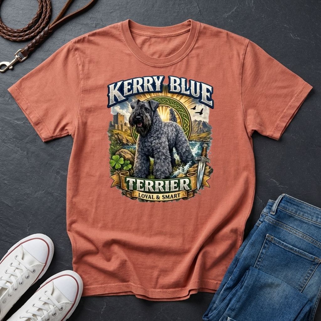 Kerry Blue Terrier Shirt - Detailed Dog Portrait Tee — Comfort Colors 1717