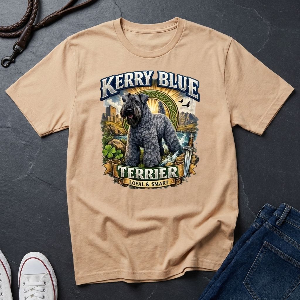 Kerry Blue Terrier Shirt - Detailed Dog Portrait Tee - Comfort Colors 1717