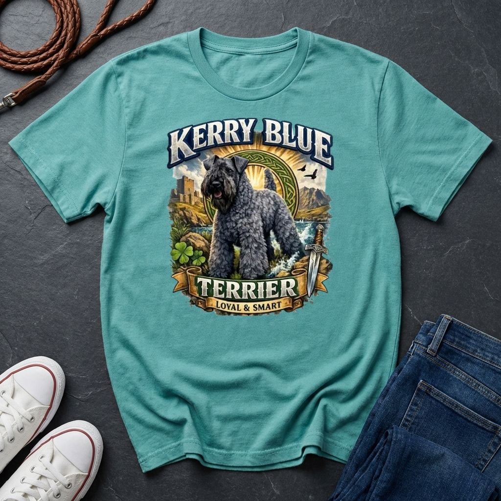 Kerry Blue Terrier Shirt - Detailed Dog Portrait Tee — Comfort Colors 1717