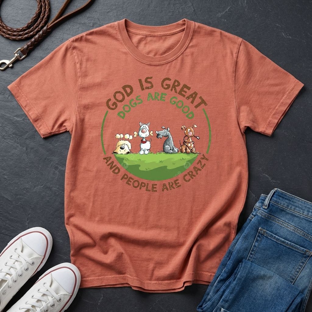 God is Great Dogs are Good People are Crazy Shirt — Comfort Colors 1717