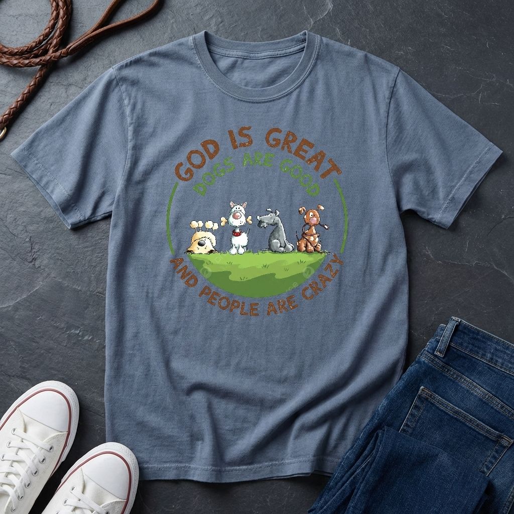 God is Great Dogs are Good People are Crazy Shirt — Comfort Colors 1717