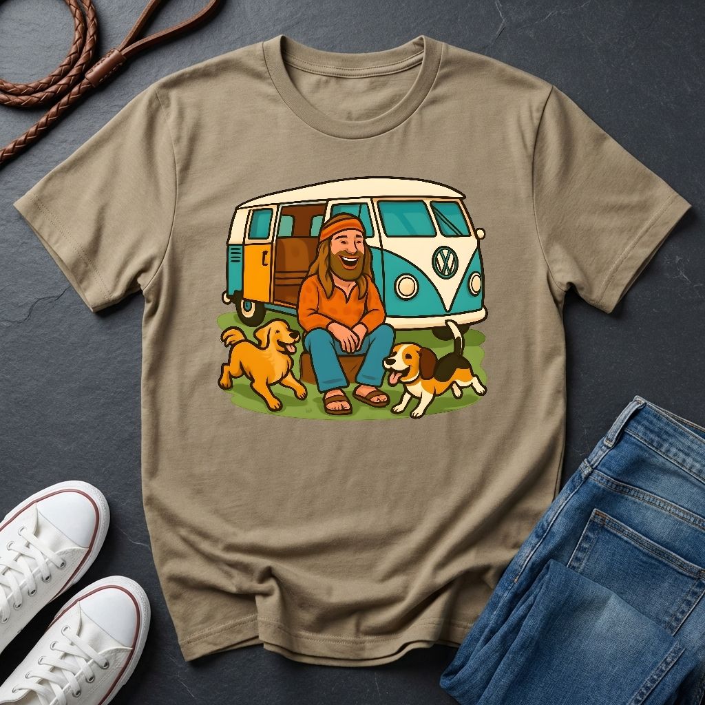 Vintage Hippie Van T-Shirt with Dogs - Retro 60s 70s Van Life Shirt — Comfort Colors 1717