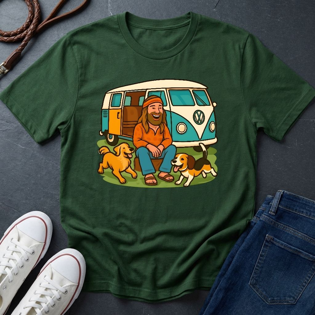 Vintage Hippie Van T-Shirt with Dogs - Retro 60s 70s Van Life Shirt — Comfort Colors 1717