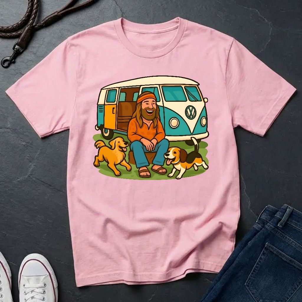 Vintage Hippie Van T-Shirt with Dogs - Retro 60s 70s Van Life Shirt — Comfort Colors 1717