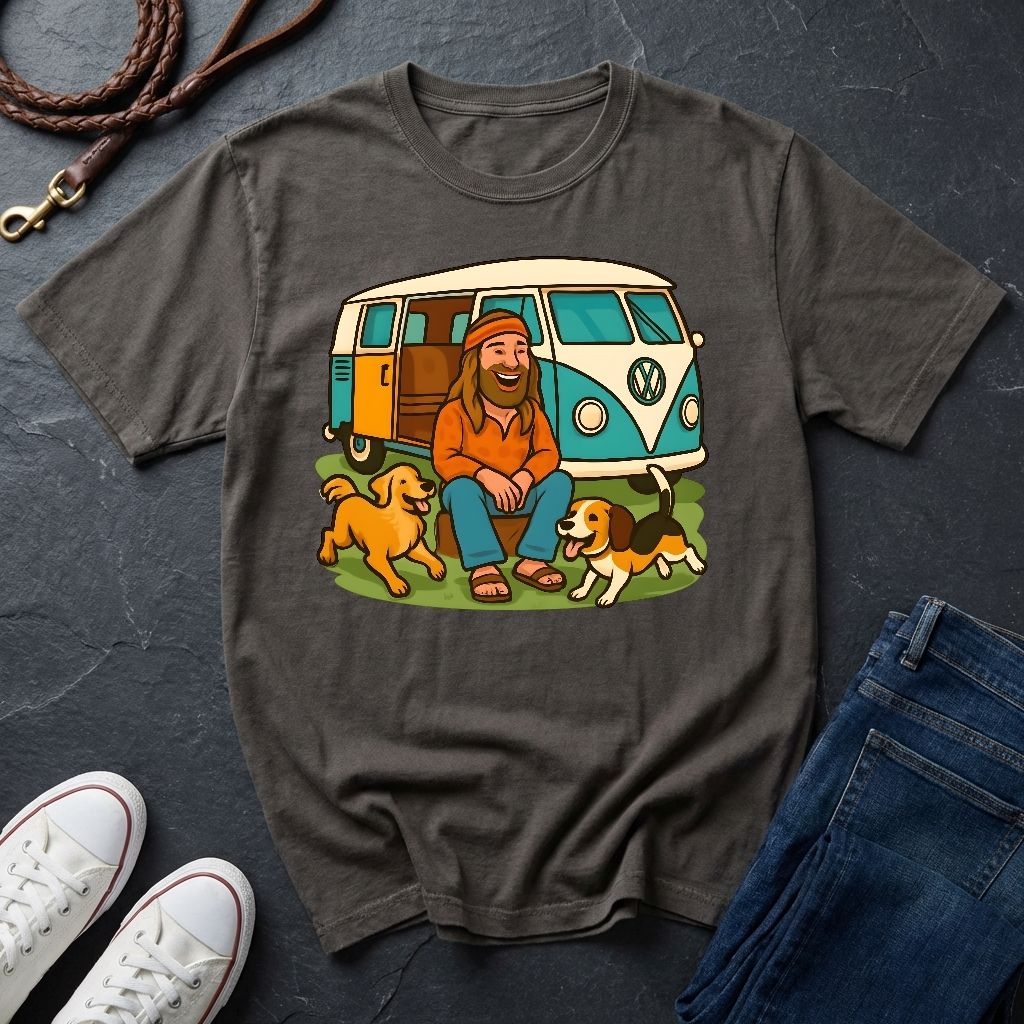 Vintage Hippie Van T-Shirt with Dogs - Retro 60s 70s Van Life Shirt — Comfort Colors 1717