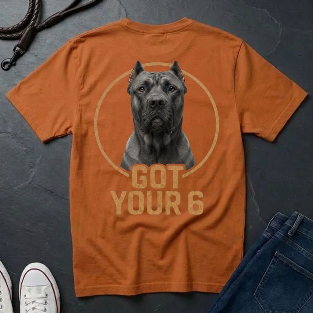 Cane Corso 'Got Your Six' Graphic Pop Art Shirt — Back Print Protective Dog Tee - Comfort Colors 1717