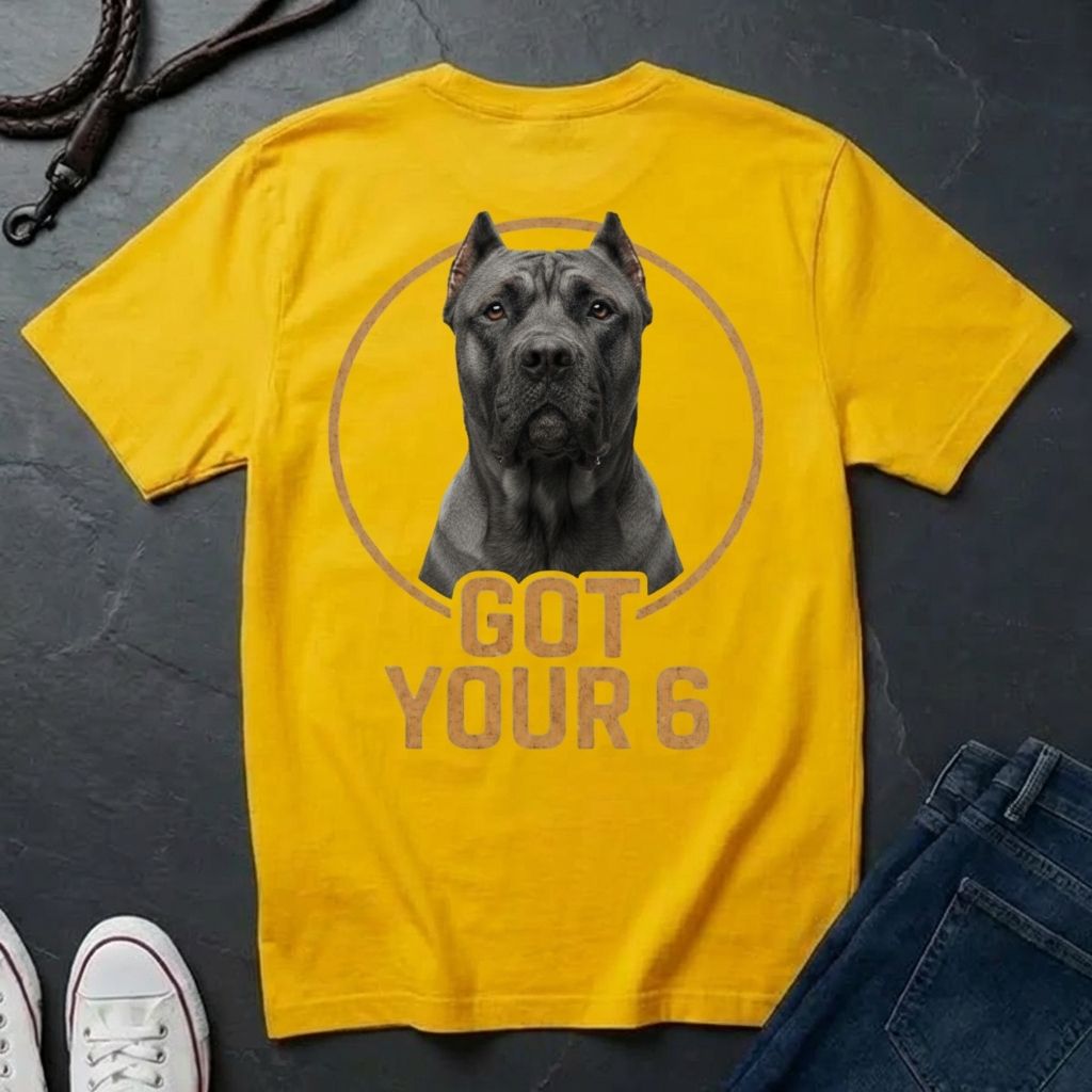 Cane Corso 'Got Your Six' Graphic Pop Art Shirt — Back Print Protective Dog Tee - Comfort Colors 1717