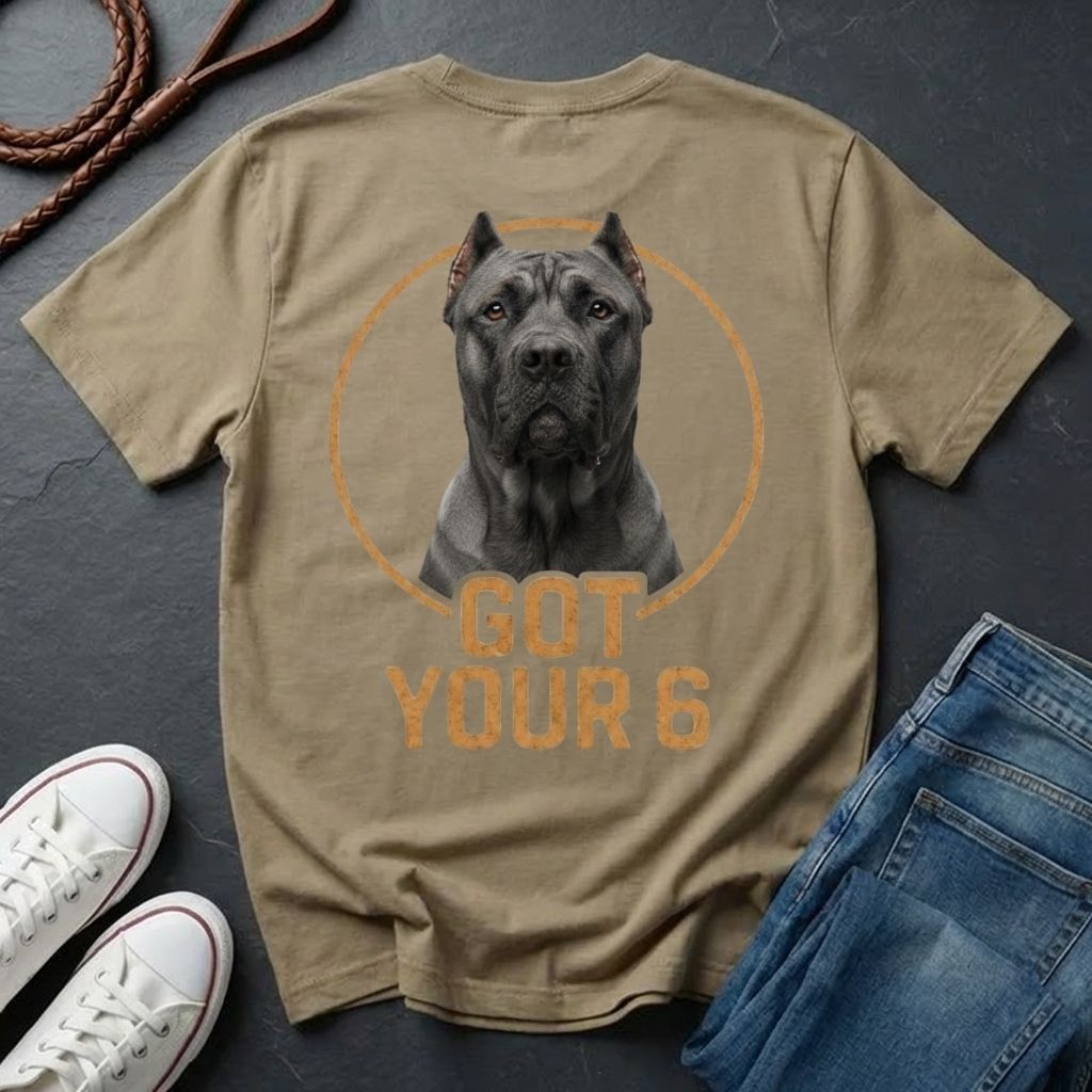 Cane Corso 'Got Your Six' Graphic Pop Art Shirt — Back Print Protective Dog Tee - Comfort Colors 1717