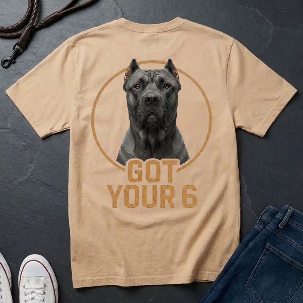 Cane Corso 'Got Your Six' Graphic Pop Art Shirt — Back Print Protective Dog Tee - Comfort Colors 1717