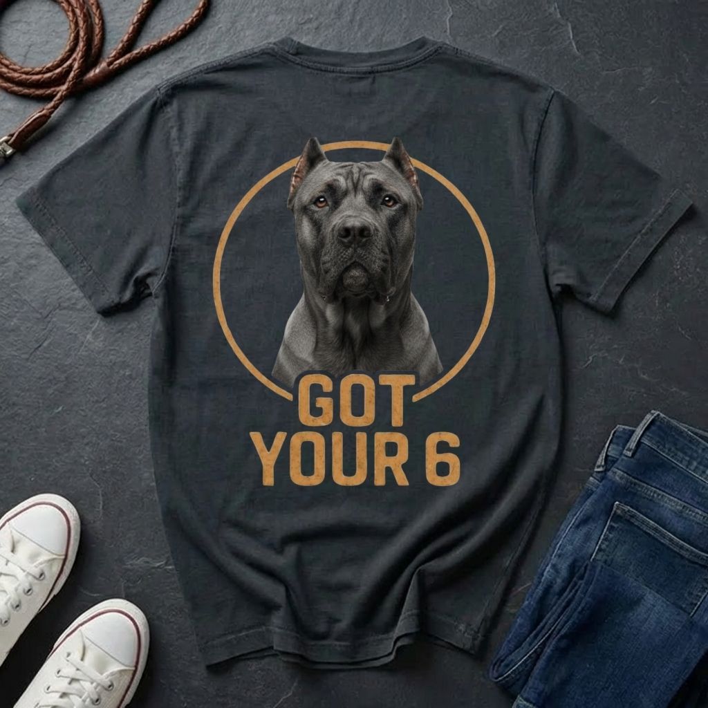 Cane Corso 'Got Your Six' Graphic Pop Art Shirt — Back Print Protective Dog Tee - Comfort Colors 1717