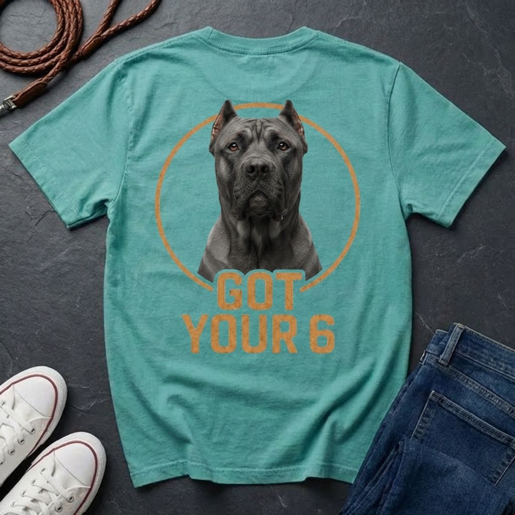 Cane Corso 'Got Your Six' Graphic Pop Art Shirt — Back Print Protective Dog Tee - Comfort Colors 1717