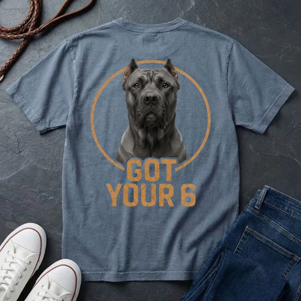 Cane Corso 'Got Your Six' Graphic Pop Art Shirt — Back Print Protective Dog Tee - Comfort Colors 1717