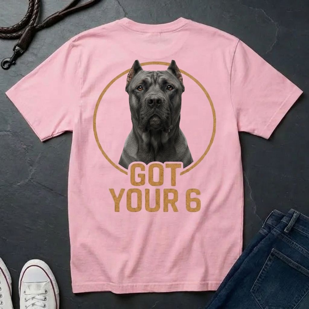 Cane Corso 'Got Your Six' Graphic Pop Art Shirt — Back Print Protective Dog Tee - Comfort Colors 1717